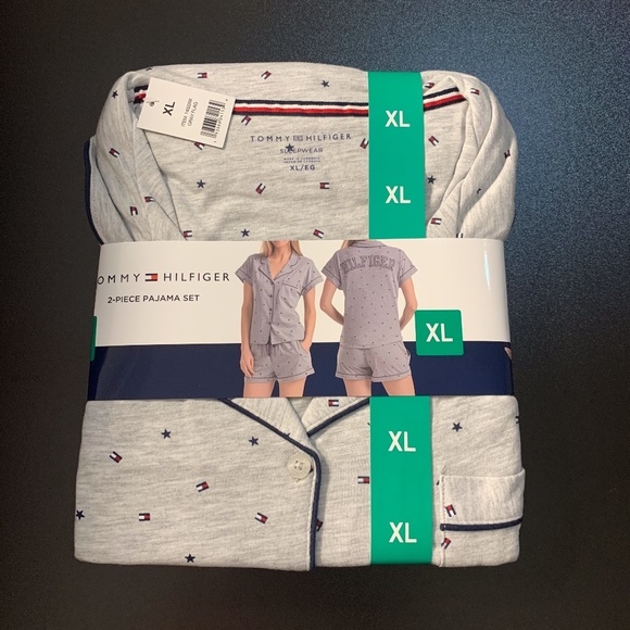 New Women's Tommy Hilfiger Ladies 2 Piece Pajamas PJs Set Gray Size XL - Picture 6 of 12